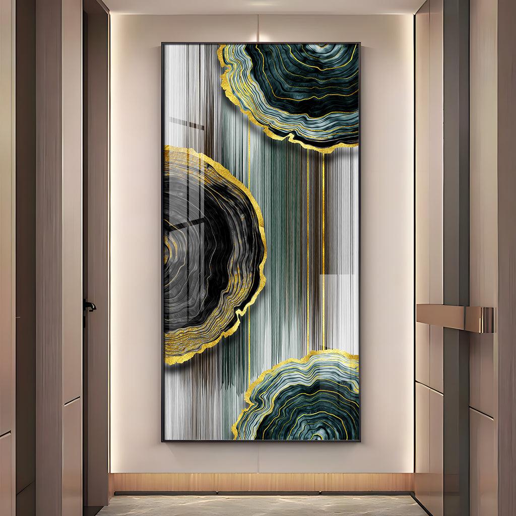 Modern Golden Annual Ring Vertical Wall Art in Premium Acrylic - Decor Mantra 