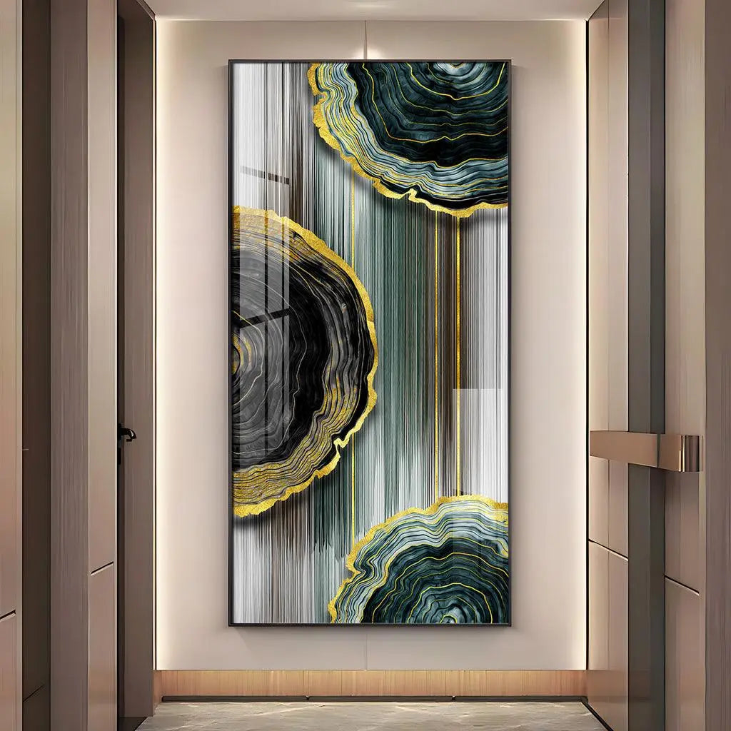 Modern Golden Annual Ring Vertical Wall Art in Premium Acrylic - Decor Mantra 
