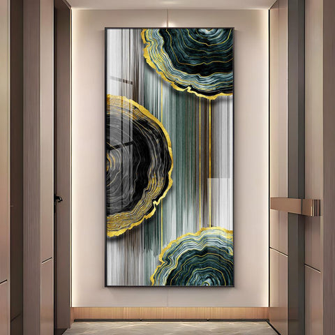 Modern Golden Annual Ring Vertical Wall Art in Premium Acrylic - Decor Mantra 