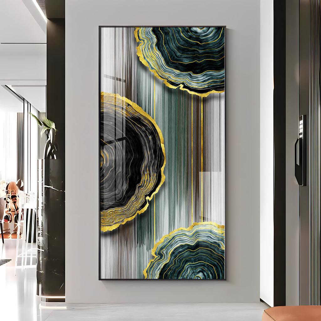 Modern Golden Annual Ring Vertical Wall Art in Premium Acrylic - Decor Mantra 