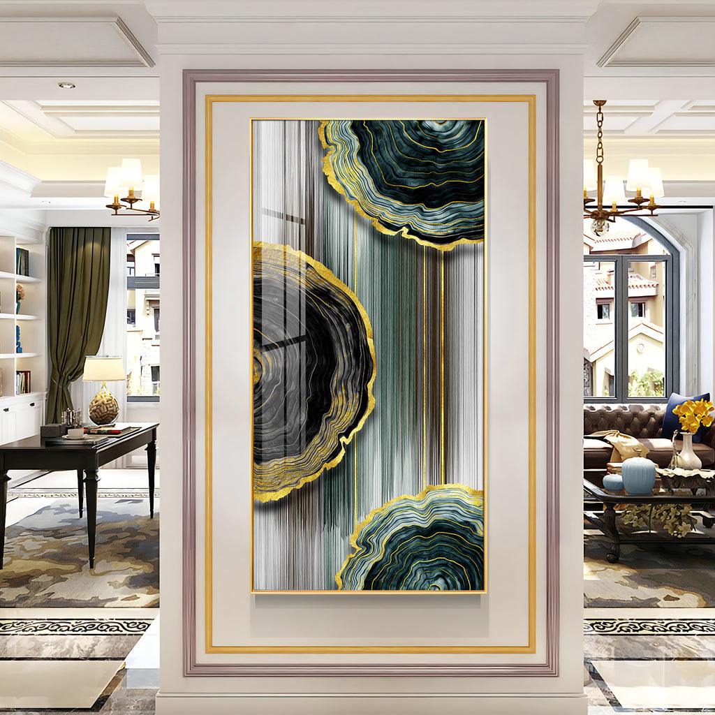 Modern Golden Annual Ring Vertical Wall Art in Premium Acrylic - Decor Mantra 