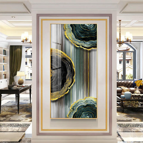 Modern Golden Annual Ring Vertical Wall Art in Premium Acrylic - Decor Mantra 