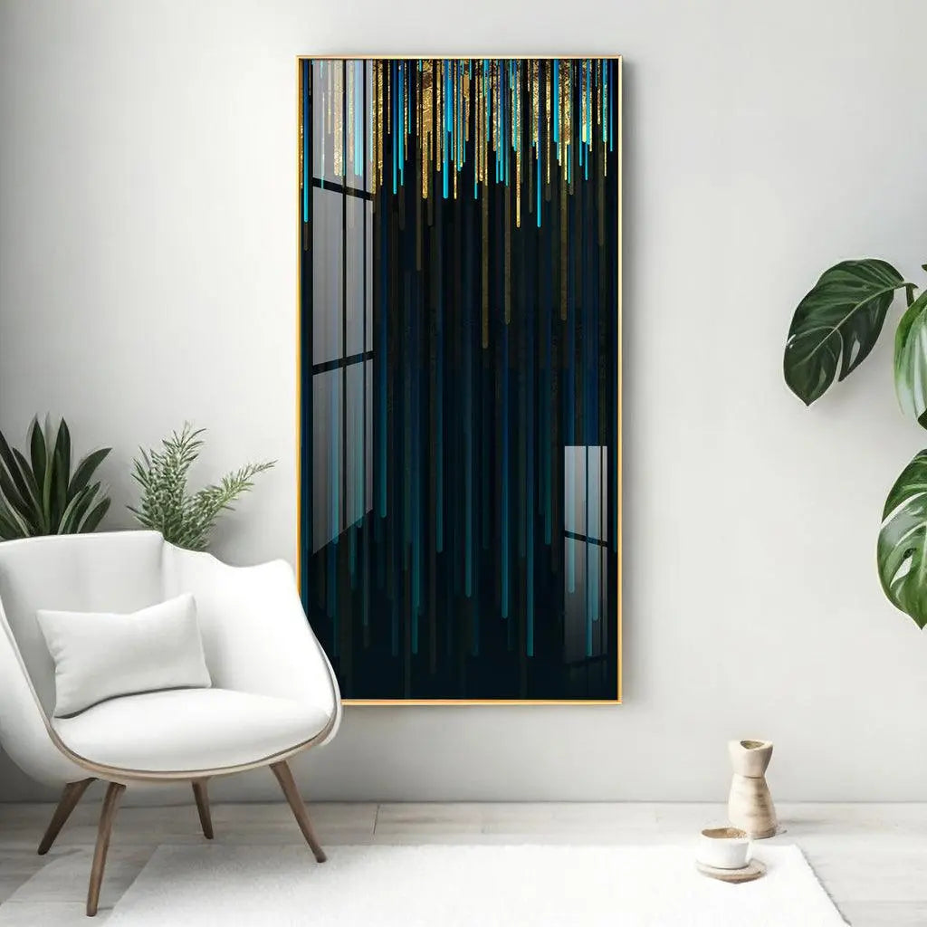 Modern Line Geometric Vertical Wall Art in Premium Acrylic - Decor Mantra 