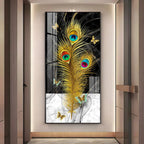 Elegant Krishna Mor Pankh Acrylic Vertical Wall Art - Decor Mantra 