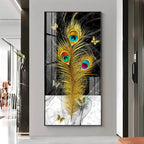 Elegant Krishna Mor Pankh Acrylic Vertical Wall Art - Decor Mantra 
