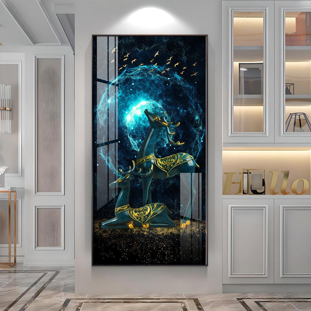 Vertical Elk To Make Money and Deer Art in Premium Acrylic - Decor Mantra 