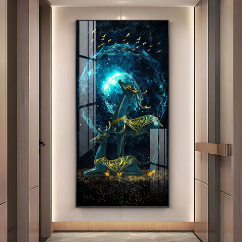 Vertical Elk To Make Money and Deer Art in Premium Acrylic - Decor Mantra 