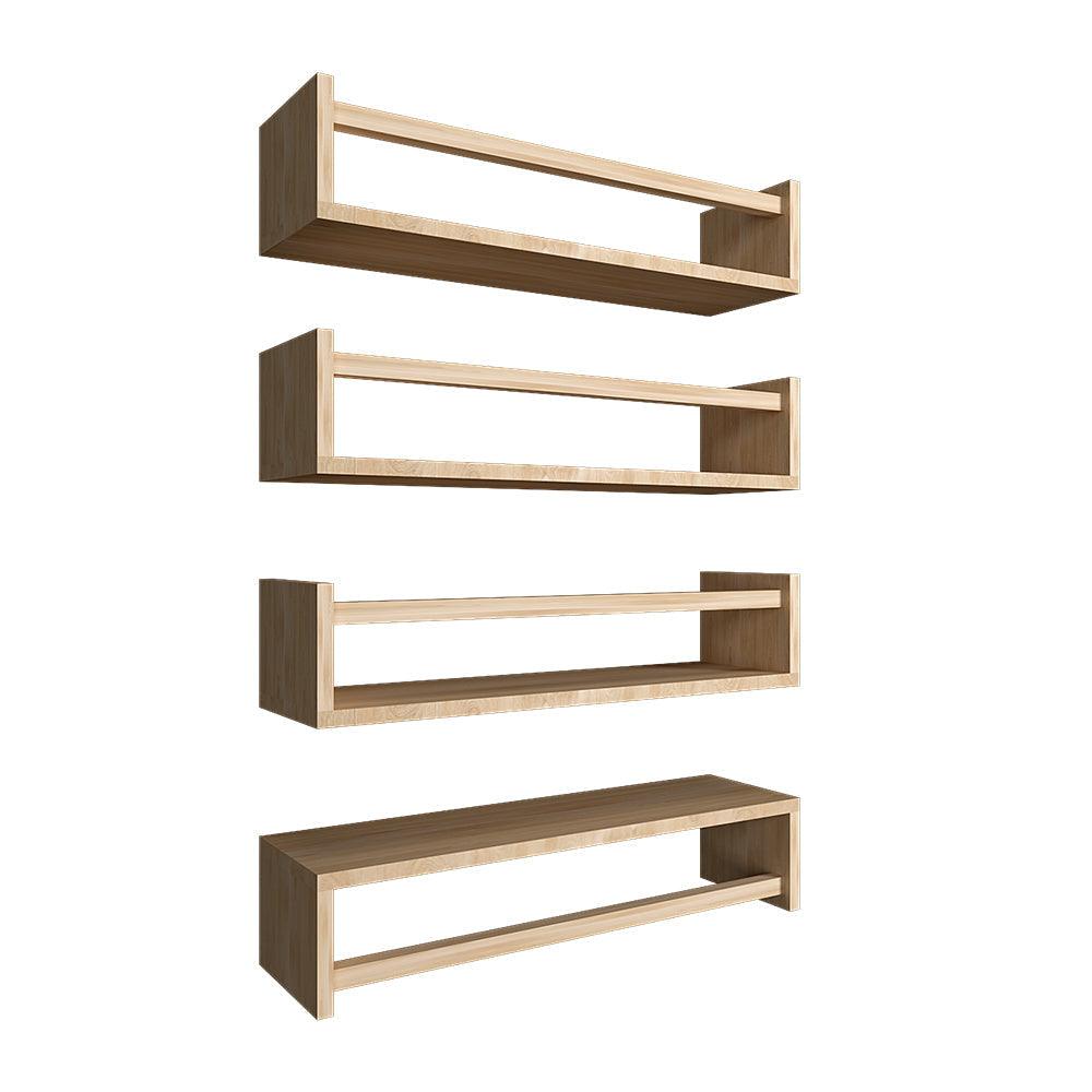Classic Horizontal Four Wall Shelf with Oak Finish - Decor Mantra 