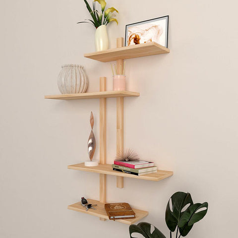 Contemporary Designer Wall Shelf with Light Oak Finish - Decor Mantra 