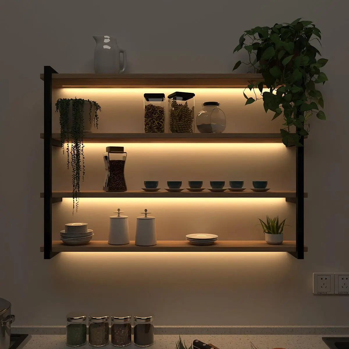 Backlit Wall Shelf Book Shelf In Contemporary Design - Decor Mantra 
