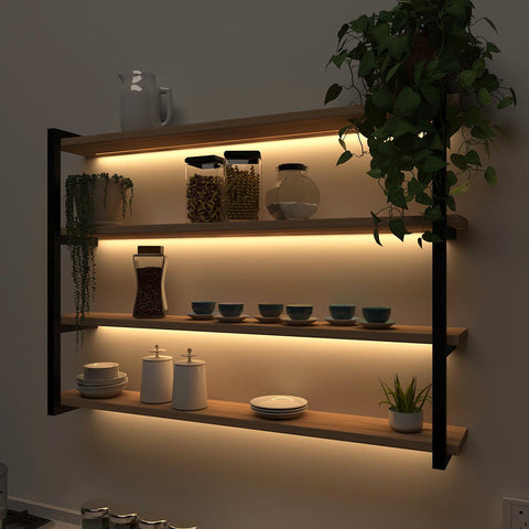 Backlit Wall Shelf Book Shelf In Contemporary Design - Decor Mantra 