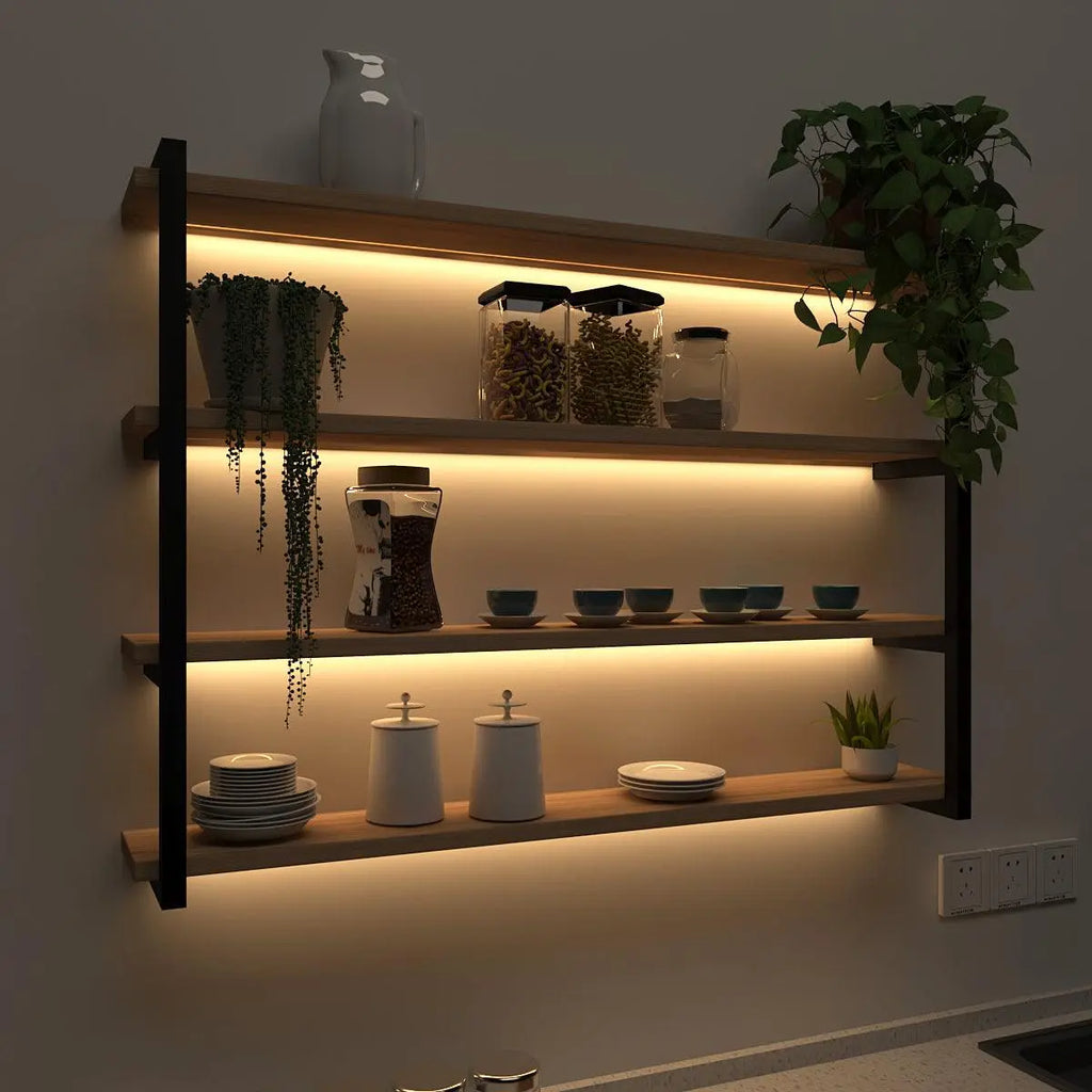Backlit Wall Shelf Book Shelf In Contemporary Design - Decor Mantra 