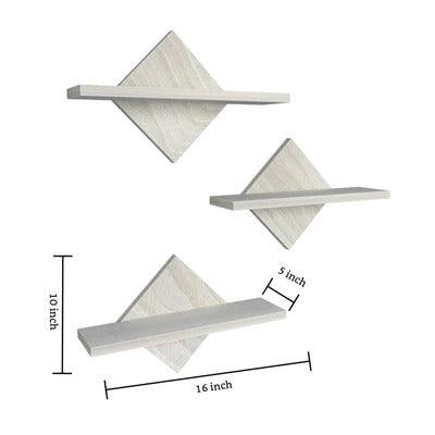 Geometric Trangle Shaped Wooden Wall Shelf Set of Three - Decor Mantra 