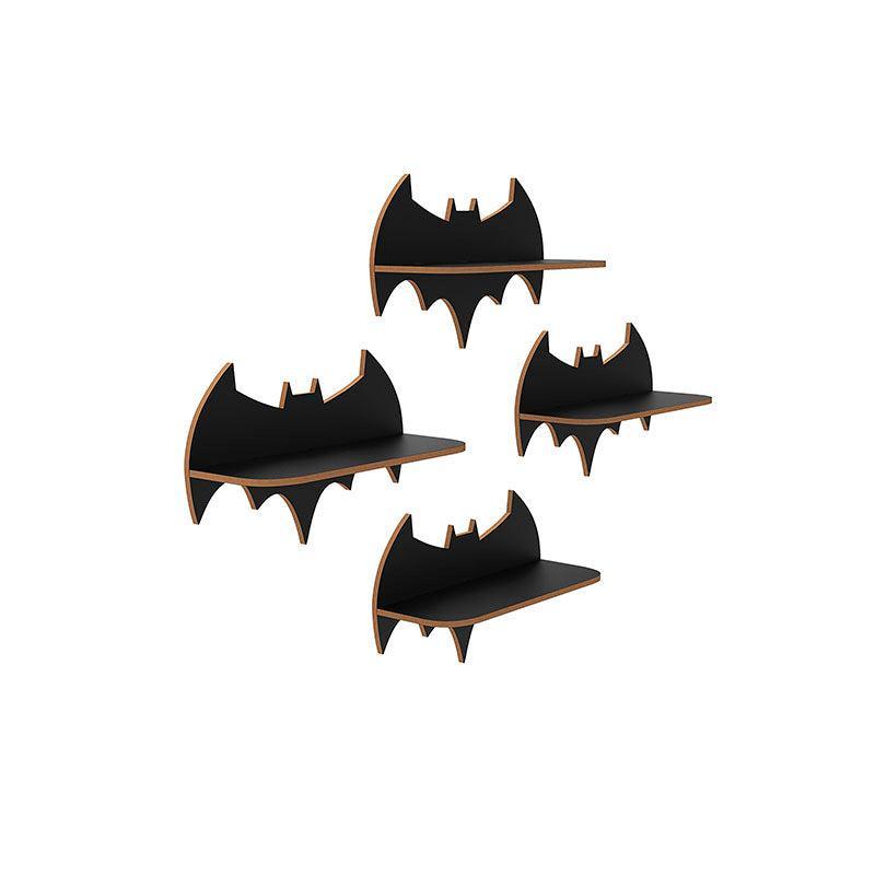 Beautiful Design Batman Shaped Wooden Wall Shelf Set Of Four - Decor Mantra 
