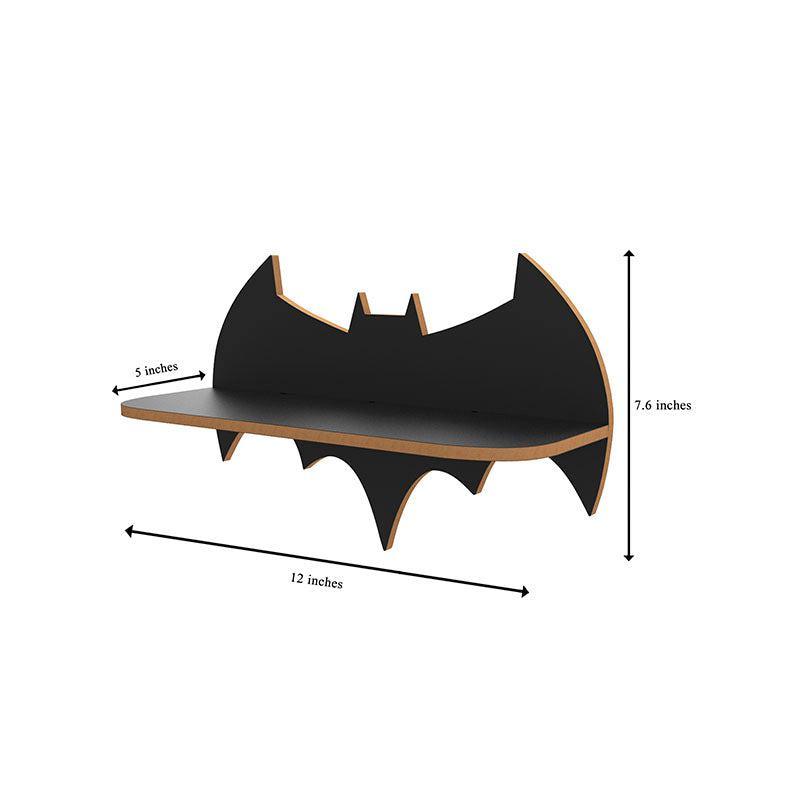 Beautiful Design Batman Shaped Wooden Wall Shelf Set Of Four - Decor Mantra 