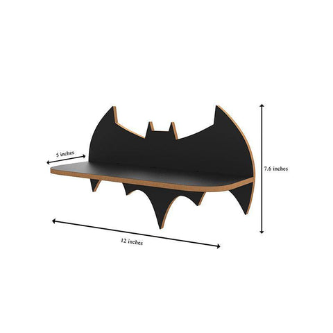 Beautiful Design Batman Shaped Wooden Wall Shelf Set Of Four - Decor Mantra 