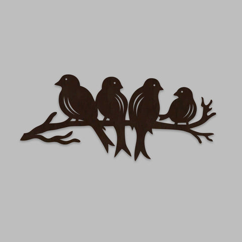 Birds Sitting on Branch Backlit Wooden Wall Decor with LED Night Light Walnut Finish - Decor Mantra 
