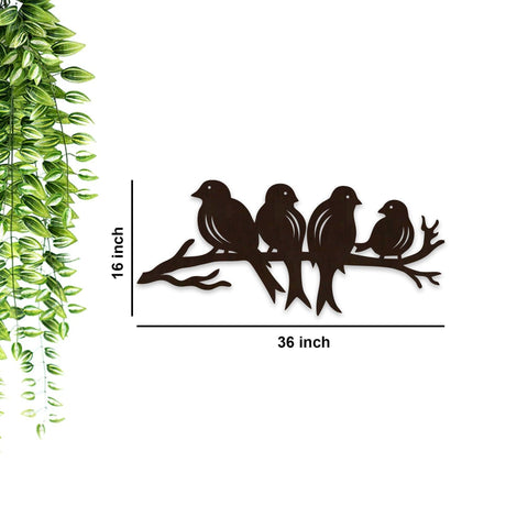 Birds Sitting on Branch Backlit Wooden Wall Decor with LED Night Light Walnut Finish - Decor Mantra 