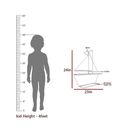 Designer Boat Shaped Blue Wooden Wall Shelf for Kids - Decor Mantra 