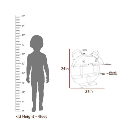 Cute Little Panda Shape Wooden Wall Storage Shelf for Kids - Decor Mantra 