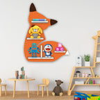 Designer Fox Shape Wooden LED Light Wall Shelf for Kids - Decor Mantra 