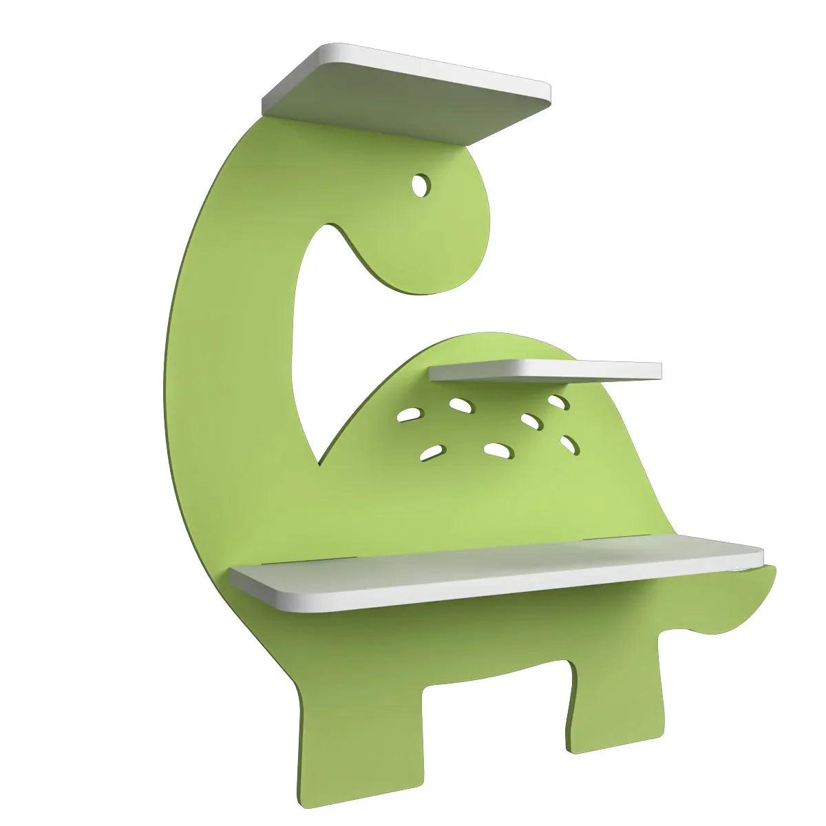 Dinosaur Shaped Wooden Wall Storage Shelf for Kids - Decor Mantra 