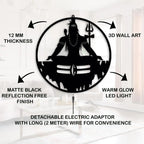 Adiyogi Lord Shiva Premium Backlit Design Wooden Wall Hanging with LED Night Light Walnut Finish - Decor Mantra 