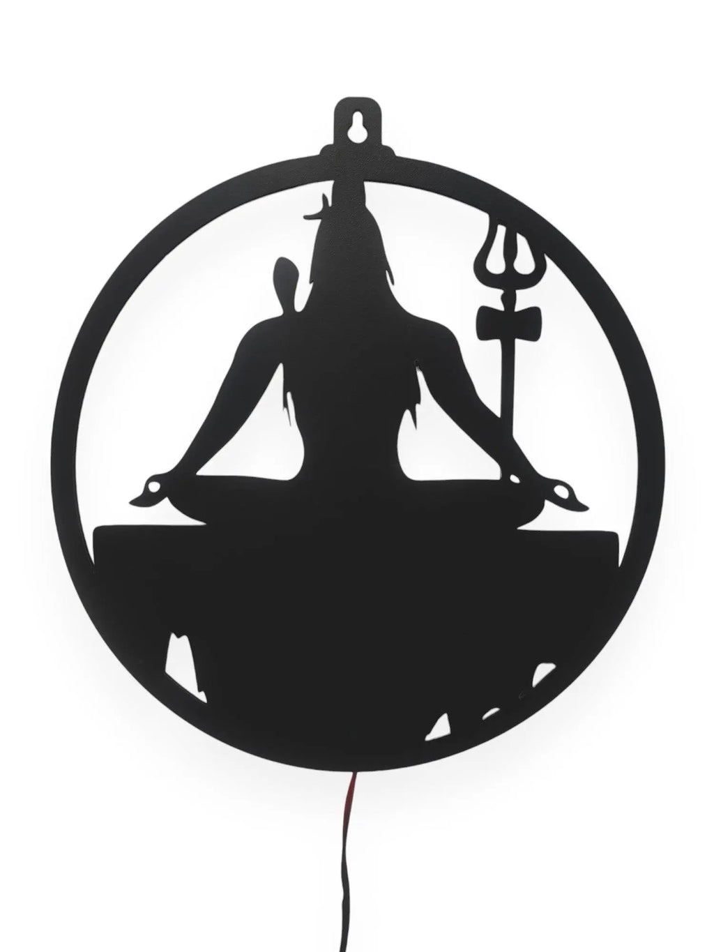 Adiyogi Lord Shiva Premium Backlit Design Wooden Wall Hanging with LED Night Light Walnut Finish - Decor Mantra 