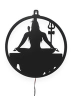 Adiyogi Lord Shiva Premium Backlit Design Wooden Wall Hanging with LED Night Light Walnut Finish - Decor Mantra 
