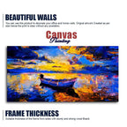 Wall Canvas Painting of Boat Sunset Over Ocean DECORMANTRA