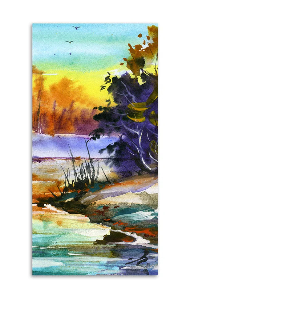 Water Color Landscape of Beautiful Scenery Trees Canvas Wall Painting DECORMANTRA