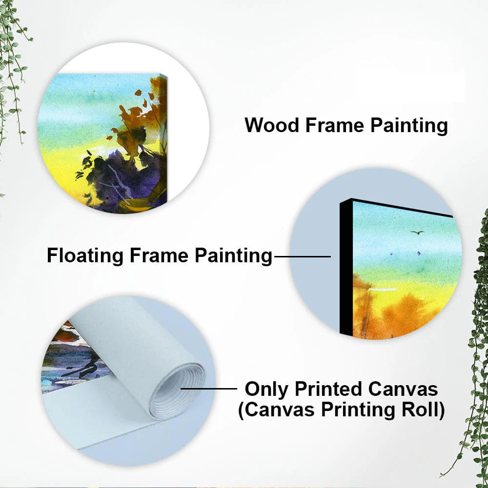 Water Color Landscape of Beautiful Scenery Trees Canvas Wall Painting DECORMANTRA