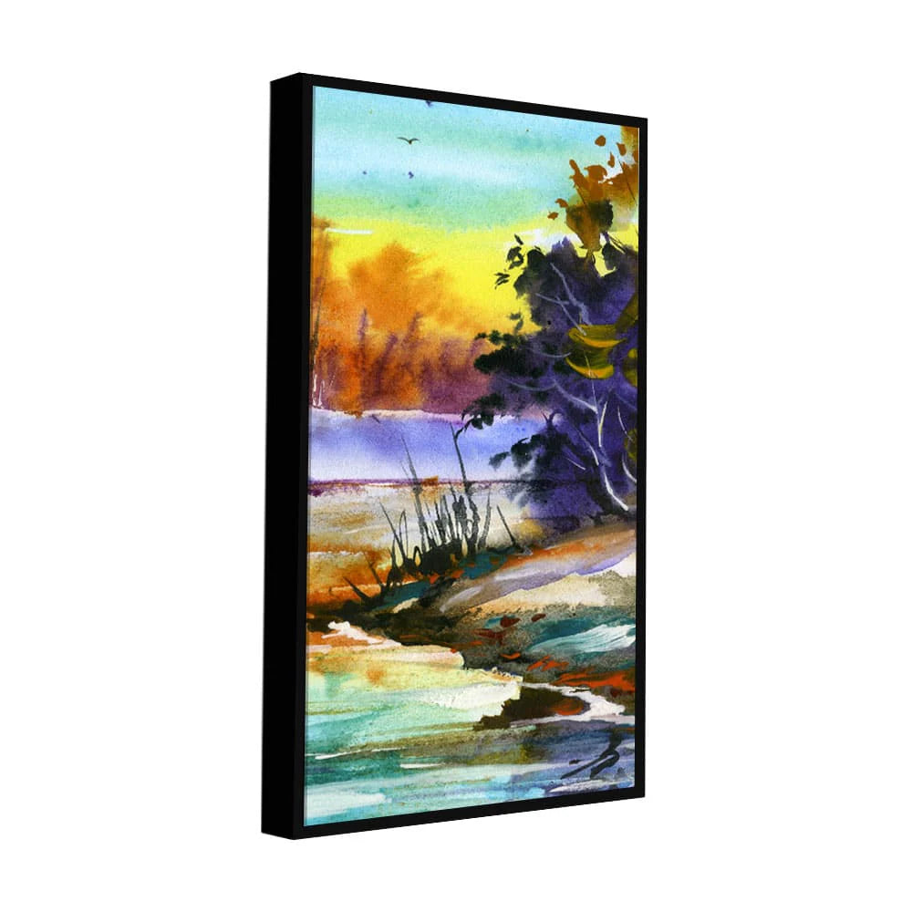 Water Color Landscape of Beautiful Scenery Trees Canvas Wall Painting DECORMANTRA