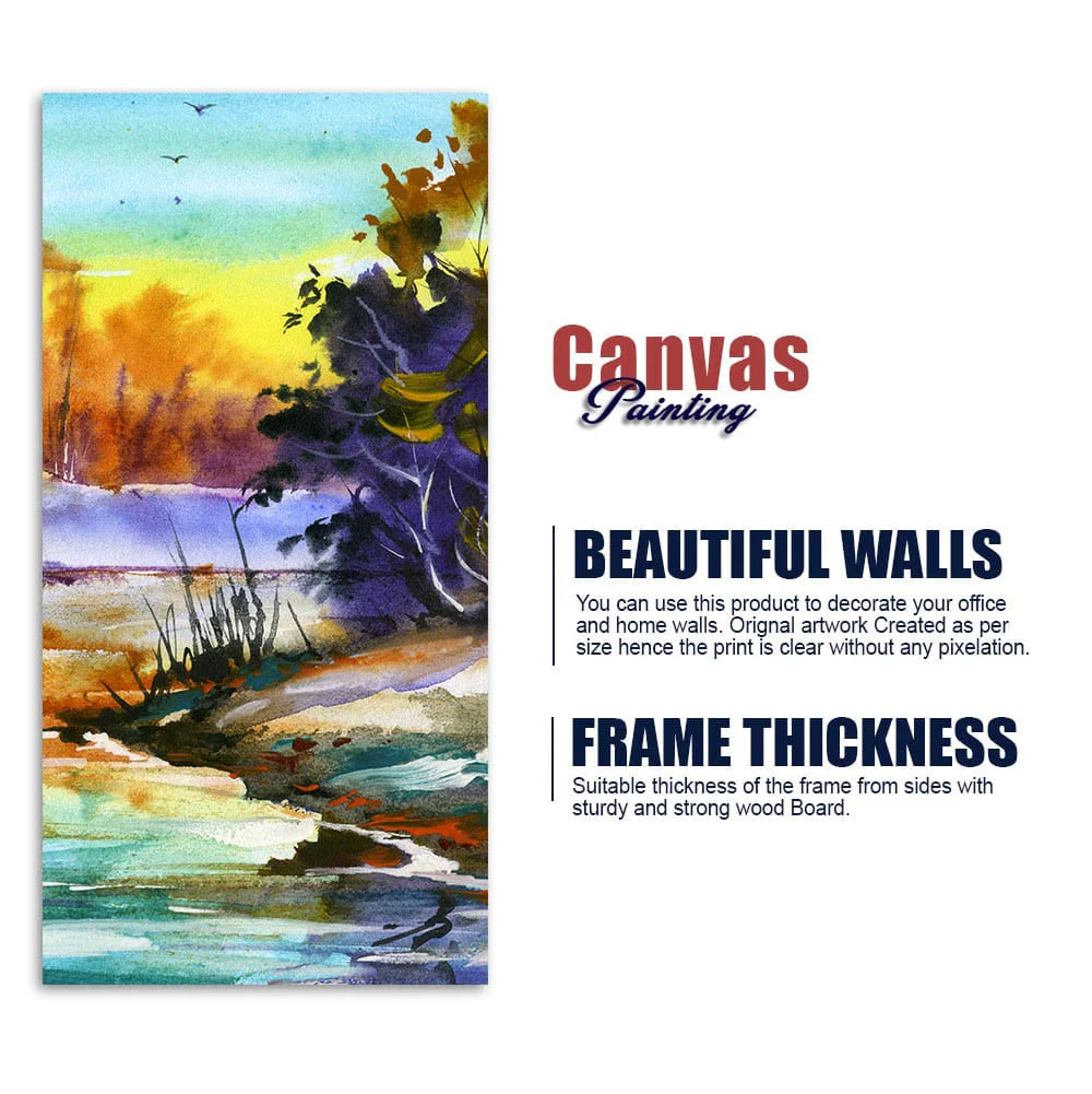 Water Color Landscape of Beautiful Scenery Trees Canvas Wall Painting DECORMANTRA