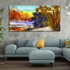 Water Color Landscape of Beautiful Trees Canvas Wall Painting DECORMANTRA