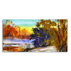 Water Color Landscape of Beautiful Trees Canvas Wall Painting DECORMANTRA