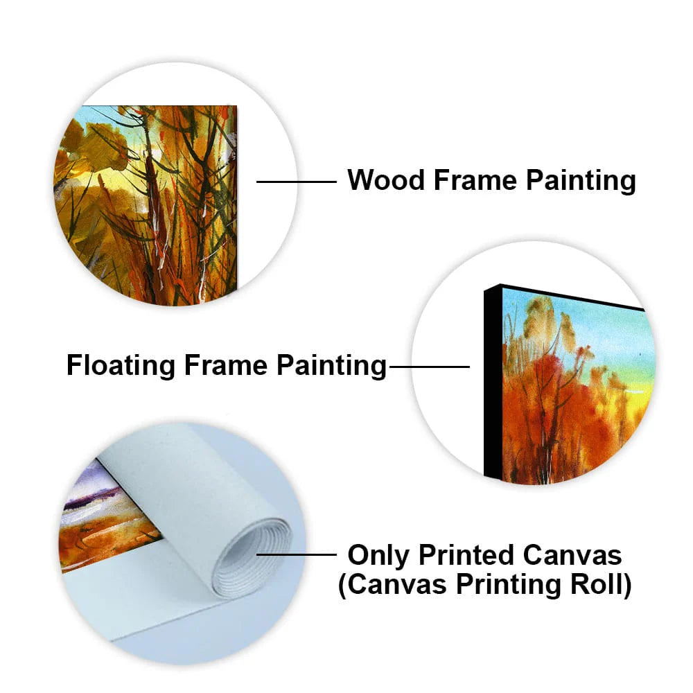 Water Color Landscape of Beautiful Trees Canvas Wall Painting DECORMANTRA