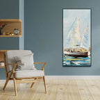 Watercolor Painting of Sailing Boats Premium Canvas Wall Painting DECORMANTRA