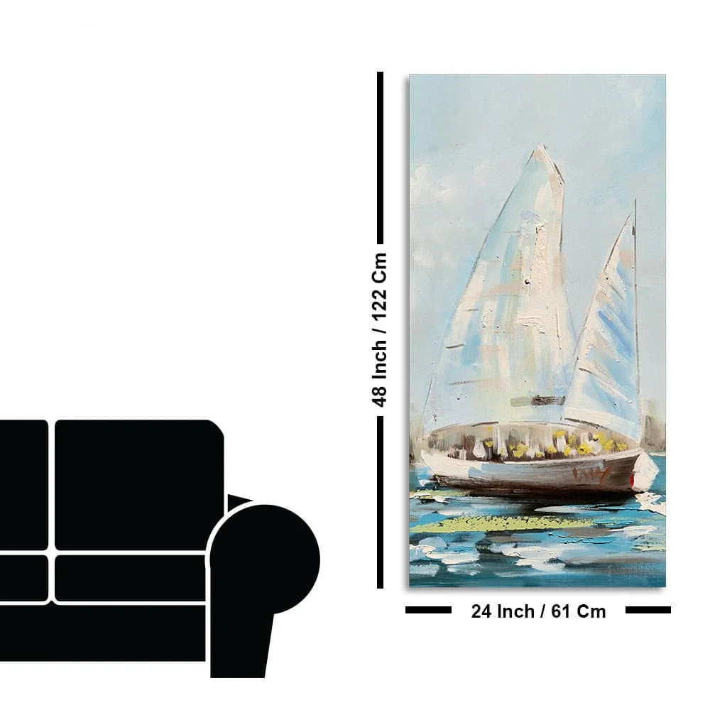 Watercolor Painting of Sailing Boats Premium Canvas Wall Painting DECORMANTRA