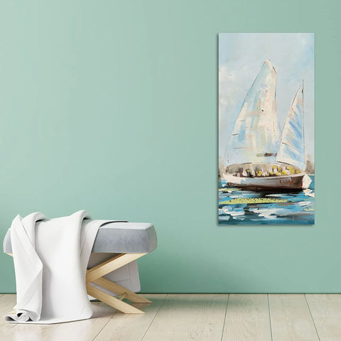 Watercolor Painting of Sailing Boats Premium Canvas Wall Painting