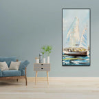 Watercolor Painting of Sailing Boats Premium Canvas Wall Painting DECORMANTRA