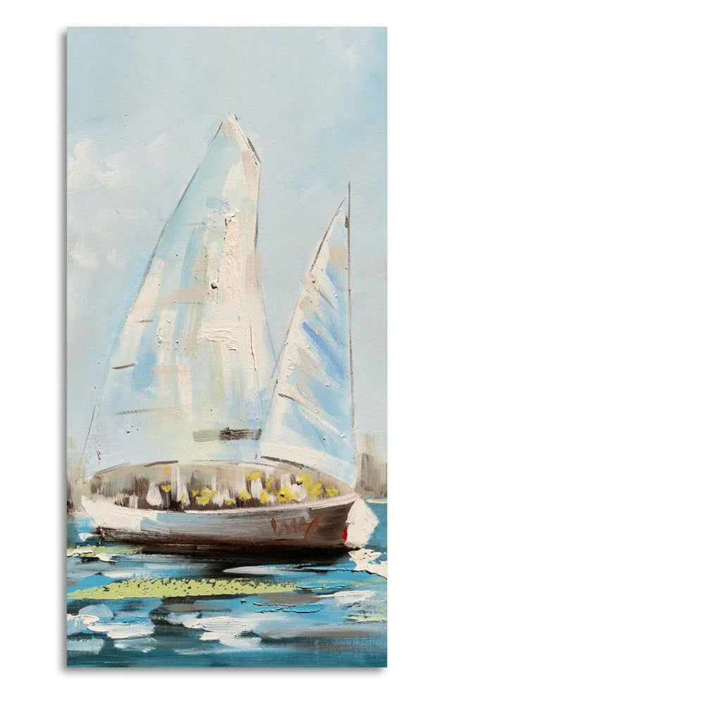 Watercolor Painting of Sailing Boats Premium Canvas Wall Painting DECORMANTRA