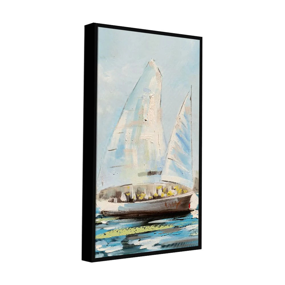 Watercolor Painting of Sailing Boats Premium Canvas Wall Painting DECORMANTRA