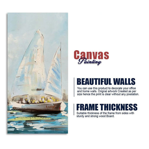 Watercolor Painting of Sailing Boats Premium Canvas Wall Painting