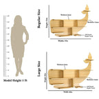 Whale Backlit Designer Wooden Wall Shelf / Book Shelf / Night Light, Light Oak Finish - Decor Mantra 