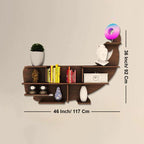 Whale Backlit Designer Wooden Wall Shelf / Book Shelf / Night Light, Walnut Finish - Decor Mantra 