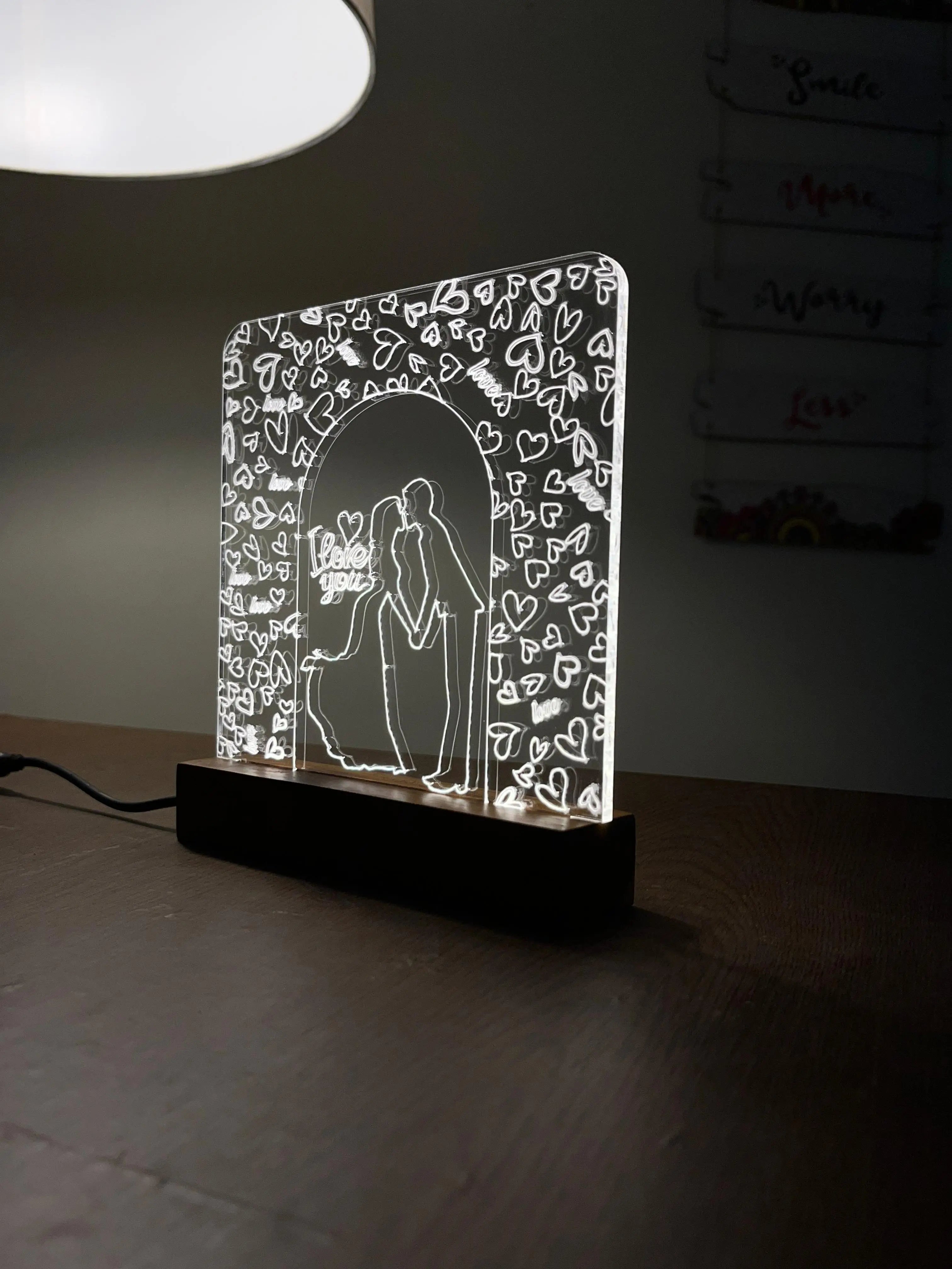 Love Couple Acrylic Night Lamp For Home/Bedroom/Gift - Harshita Craft