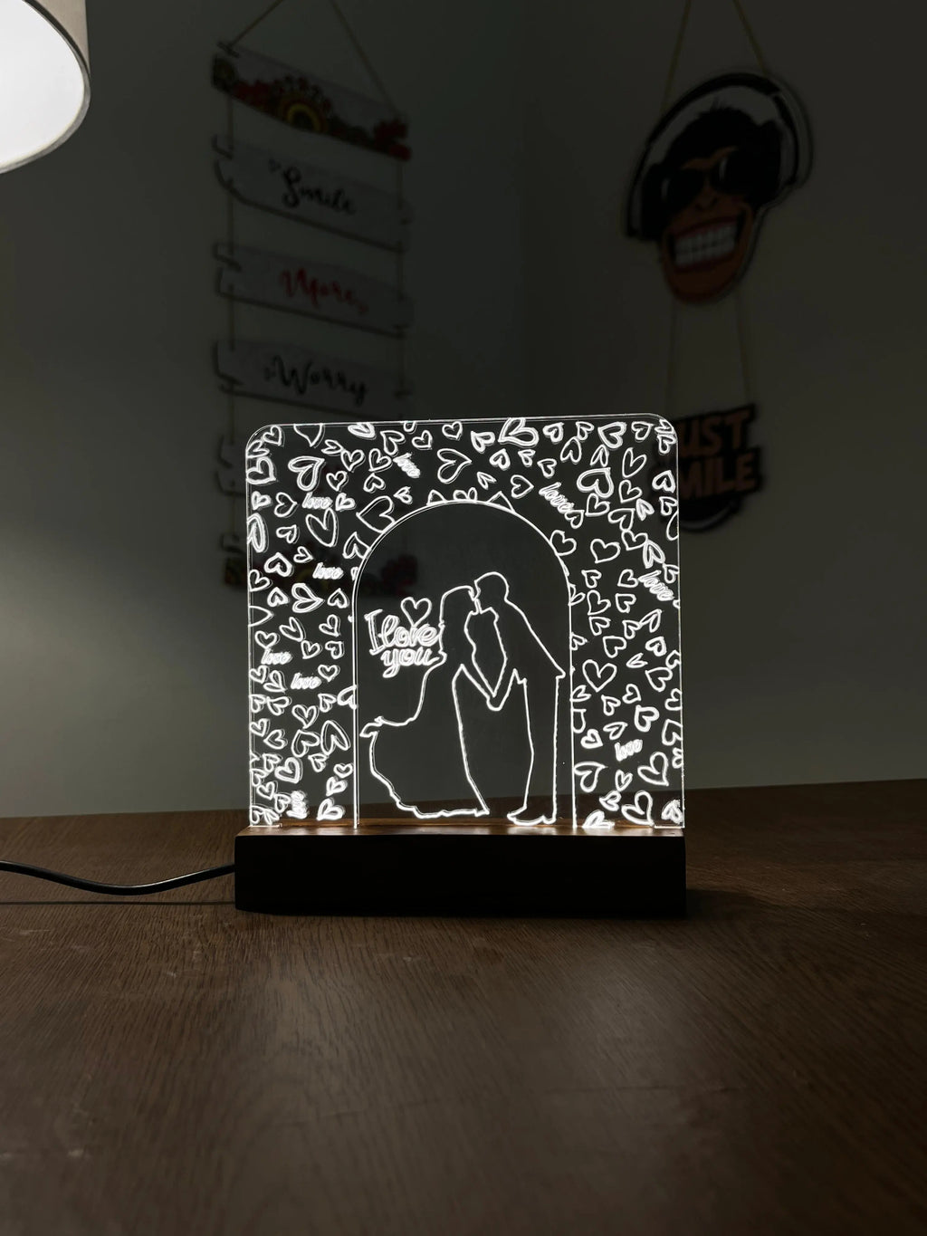 Love Couple Acrylic Night Lamp For Home/Bedroom/Gift - Harshita Craft