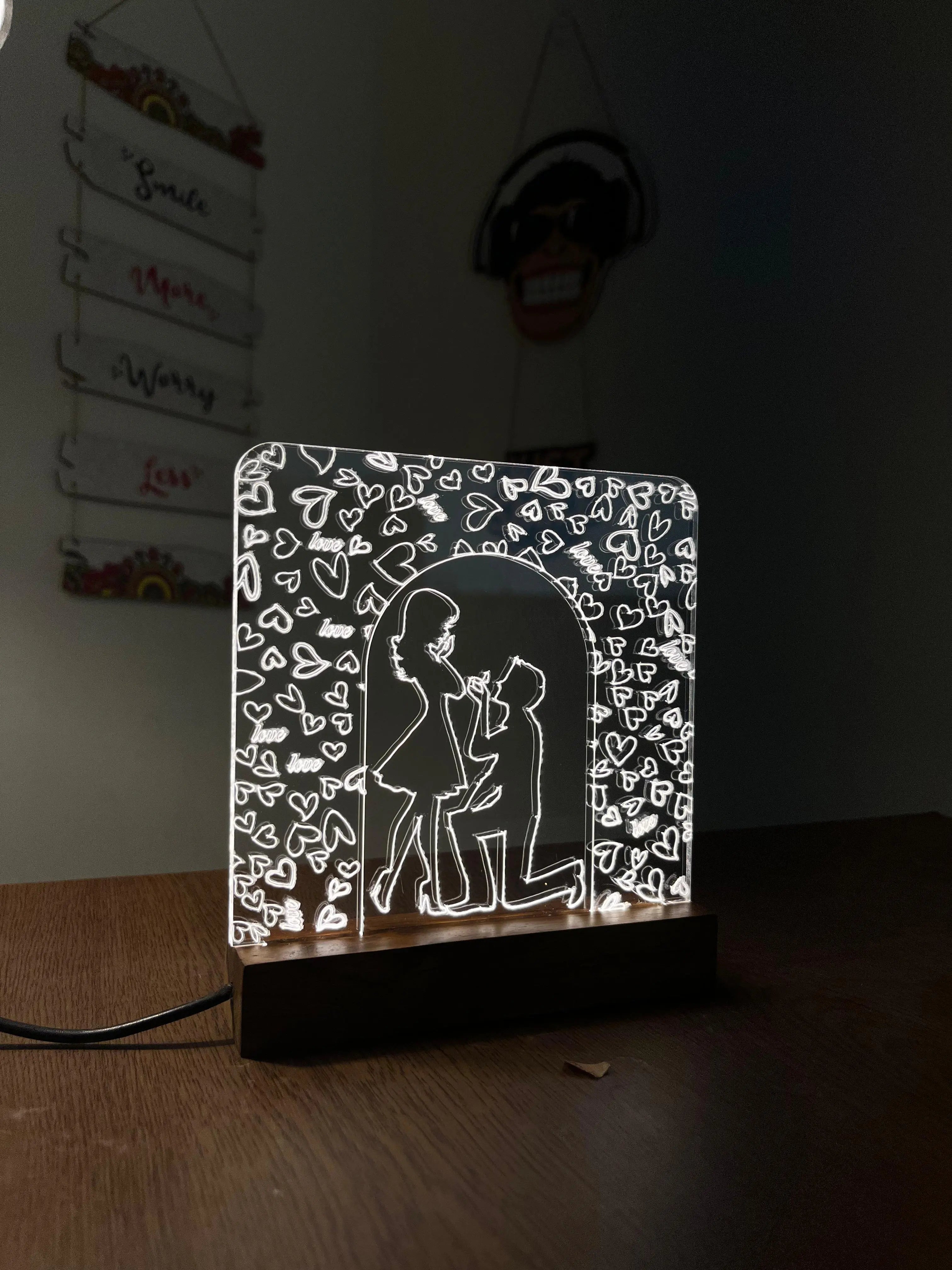 Couple Love Acrylic Night Lamp For Home/Bedroom/Gift - Harshita Craft