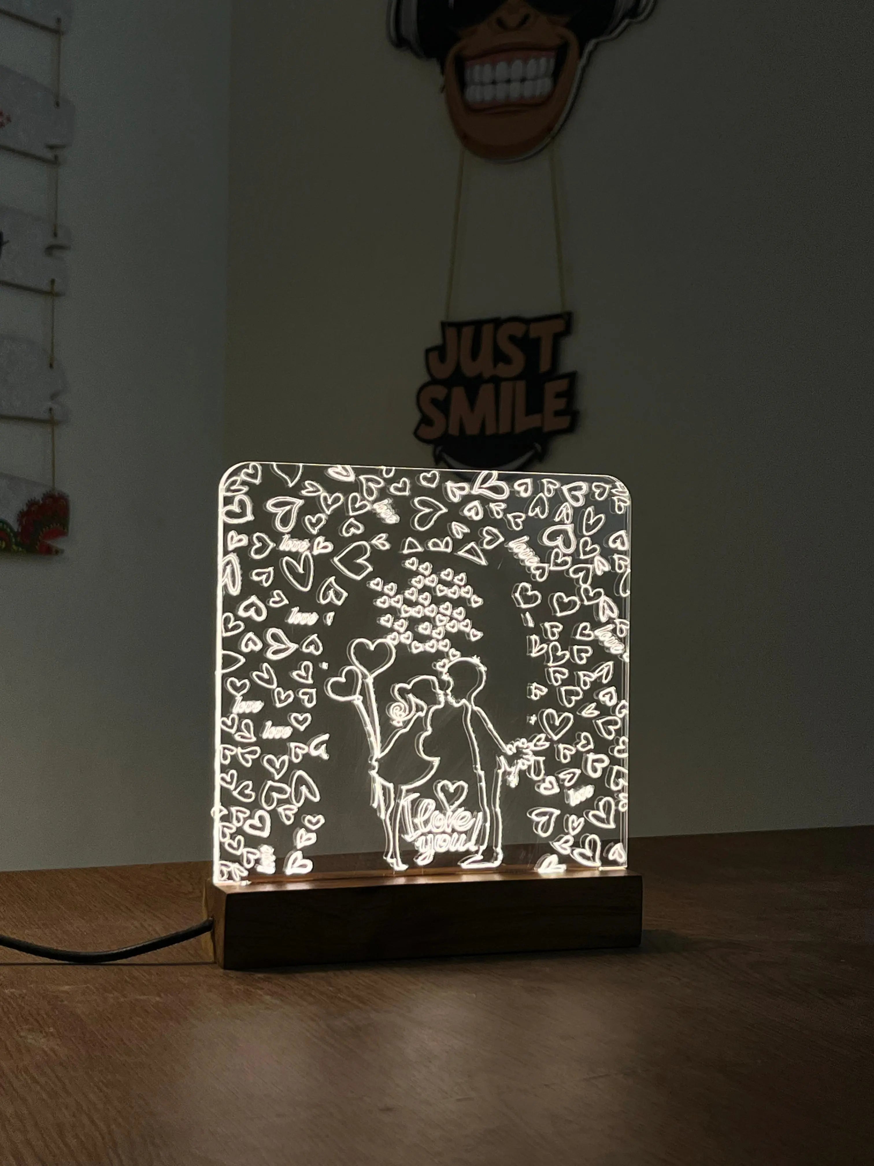 Love Couple acrylic 3D lamp Acrylic Night Lamp For Home/Bedroom/Gift - Harshita Craft